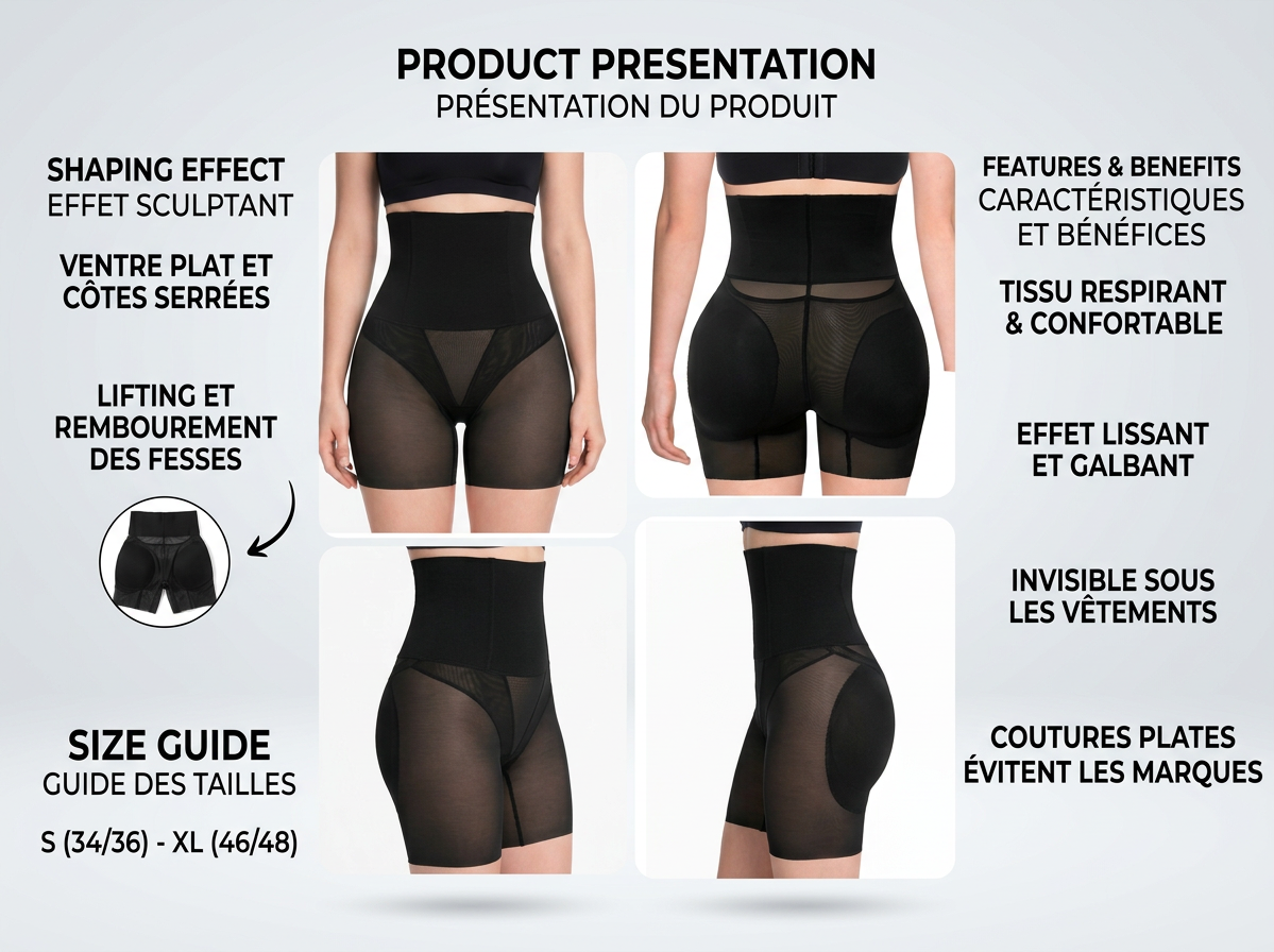 Gaine Sculptante 2-en-1 Premium – Ventre Plat & Fessier Galbé | Boutique Congo