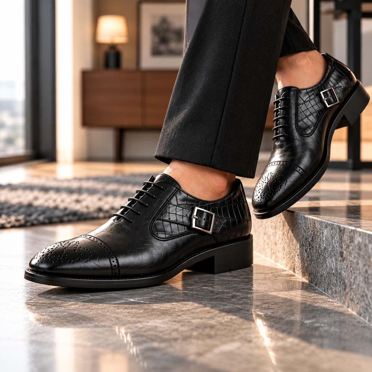 Chaussures Richelieu "L'Héritage" – Cuir Premium & Style Crocodile