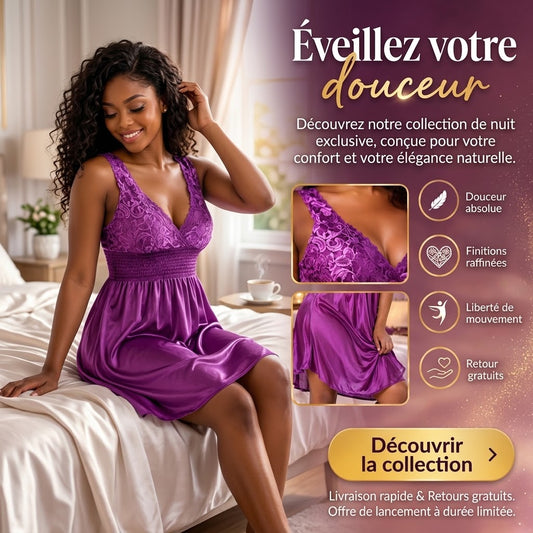 la robe  royale Satin & Dentelle Royale – Douceur et Élégance