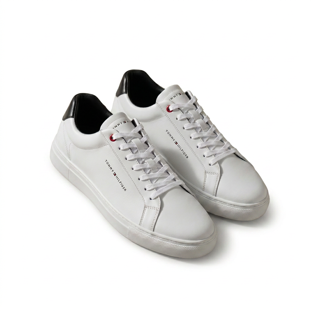 Sneakers Premium Tommy Hilfiger en Cuir Blanc – Élégance & Confort au Congo