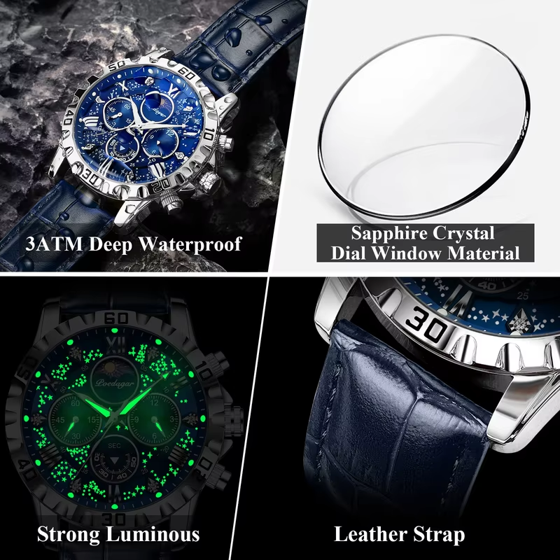 Montre de Luxe Poedagar Chronographe – Élégance & Précision pour Homme