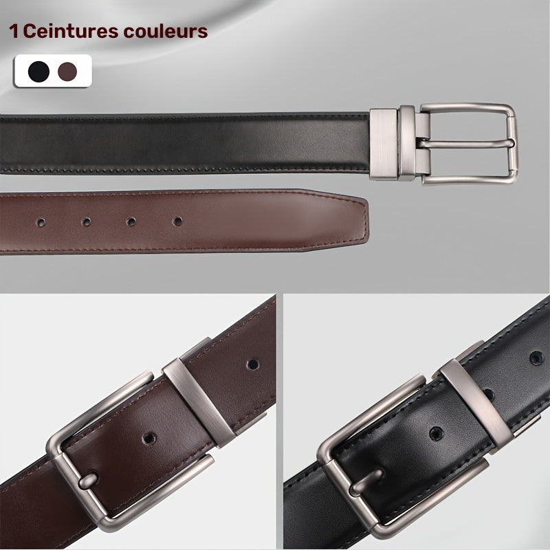Lot 2 Ceinture Homme Double Face en Cuir