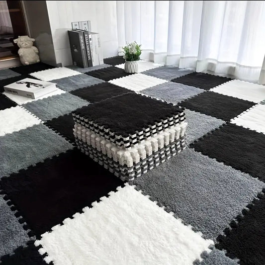 Lot de 12 Tapis de Sol Interlockants Doux et Lavables – Confort et Chaleur pour Chambre & Salon