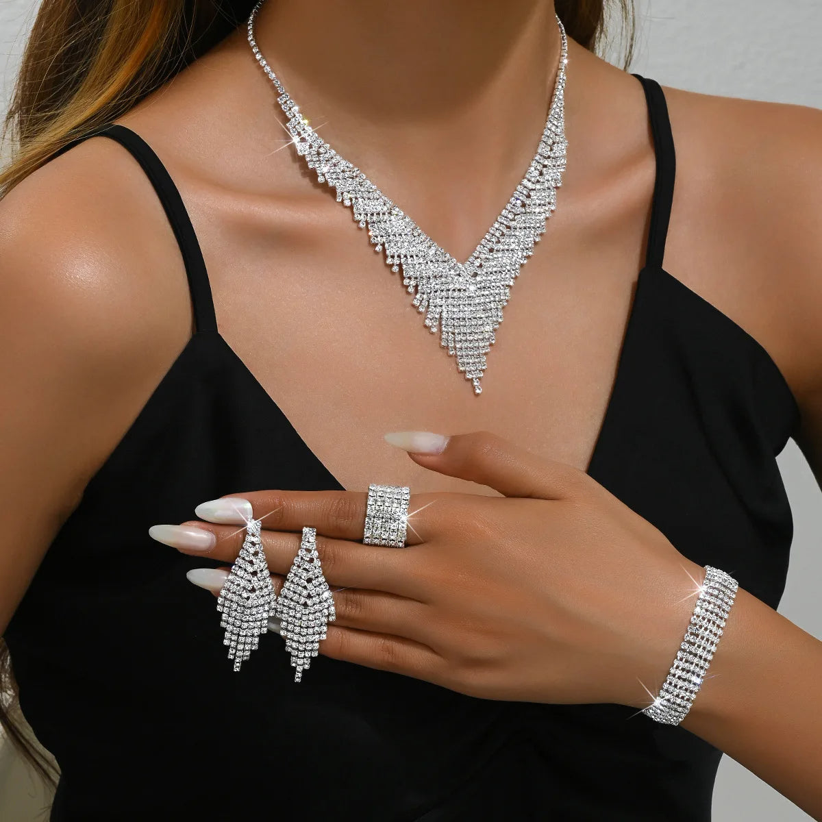 👑 Ensemble de Bijoux Mariée 2025 – Rhdiamond Strass Éblouissant