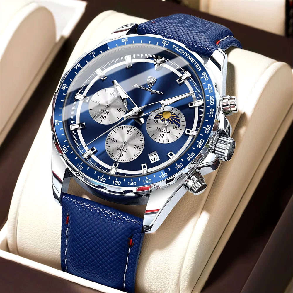 Montre Poedagar 879 Luxe - Cuir Véritable & Chronographe Sport | Brazzaville