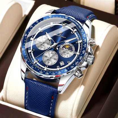 Montre Poedagar 879 Luxe - Cuir Véritable & Chronographe Sport | Brazzaville