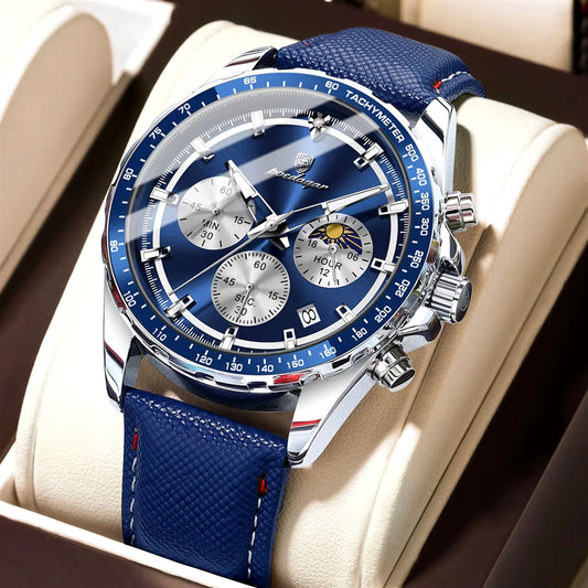 Montre Poedagar 879 Luxe - Cuir Véritable & Chronographe Sport