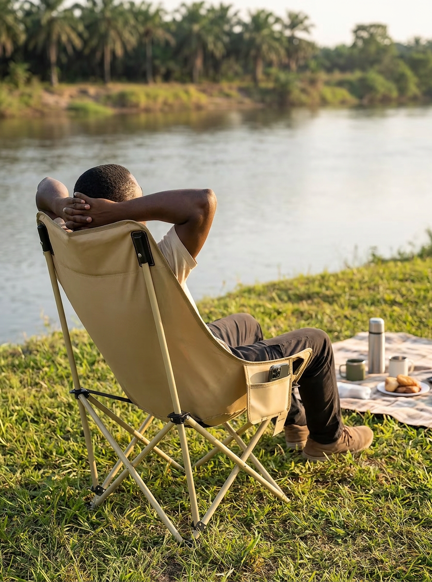 Chaise de Camping Grand Confort Premium – Dossier 91cm & Structure Renforcée