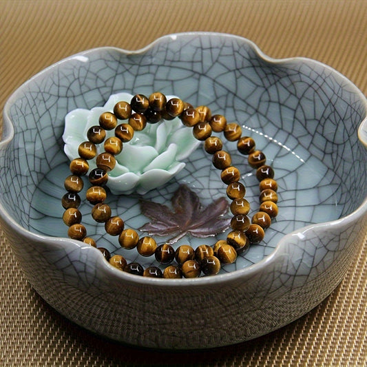 Bracelet en Œil de Tigre – Perles Naturelles Fait Main pour Hommes