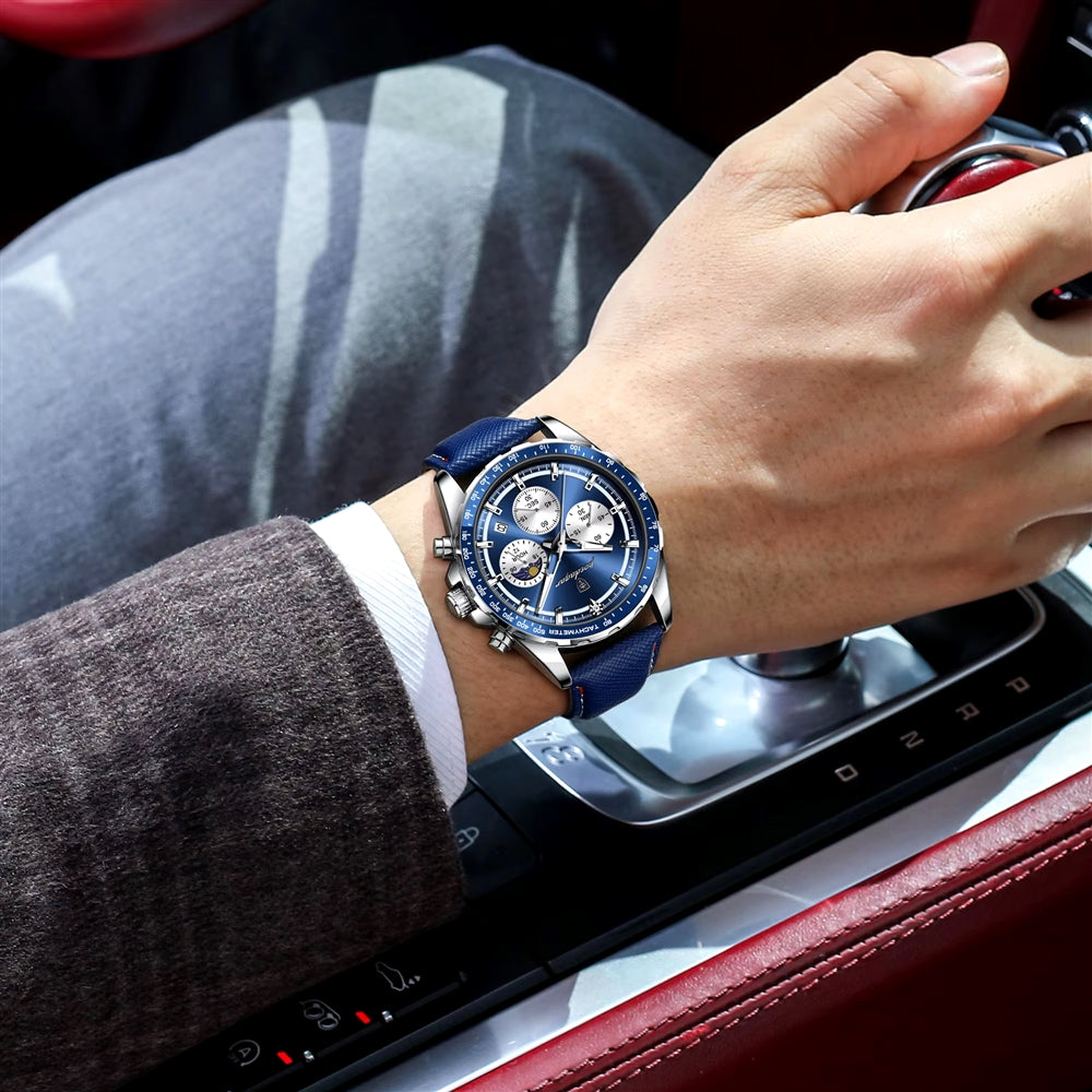 Montre Poedagar 879 Luxe - Cuir Véritable & Chronographe Sport | Brazzaville
