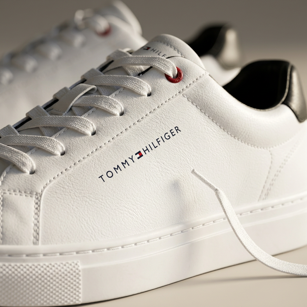 Sneakers Premium Tommy Hilfiger en Cuir Blanc – Élégance & Confort au Congo