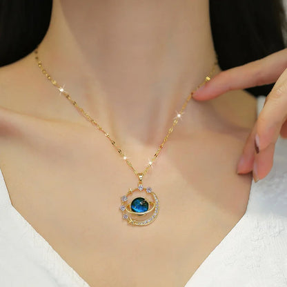 ✨ Collier Planète Étoilée – Plaqué Or 18K & Zircons Étincelants