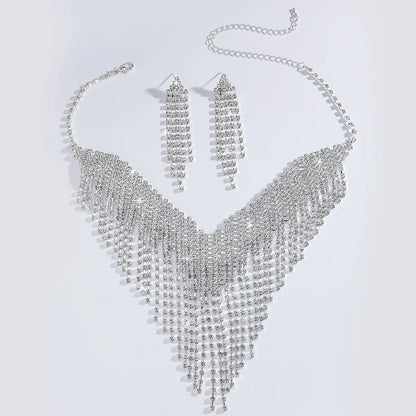 💎 Ensemble Collier & Boucles d’Oreilles à Pampilles – Strass Étincelants