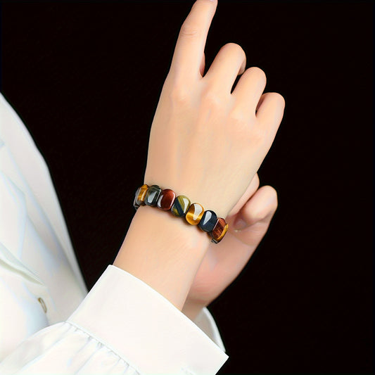Bracelet en Pierre d’Œil de Tigre Naturel – Énergie & Élégance
