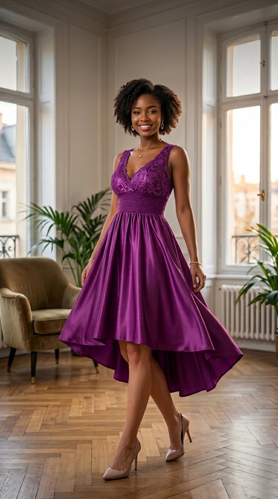 la robe  royale Satin & Dentelle Royale – Douceur et Élégance
