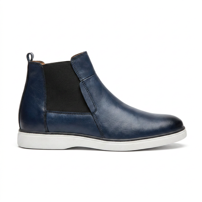 Chelsea Boots Modernes en Cuir Bleu Marine – Élégance & Confort Urbain