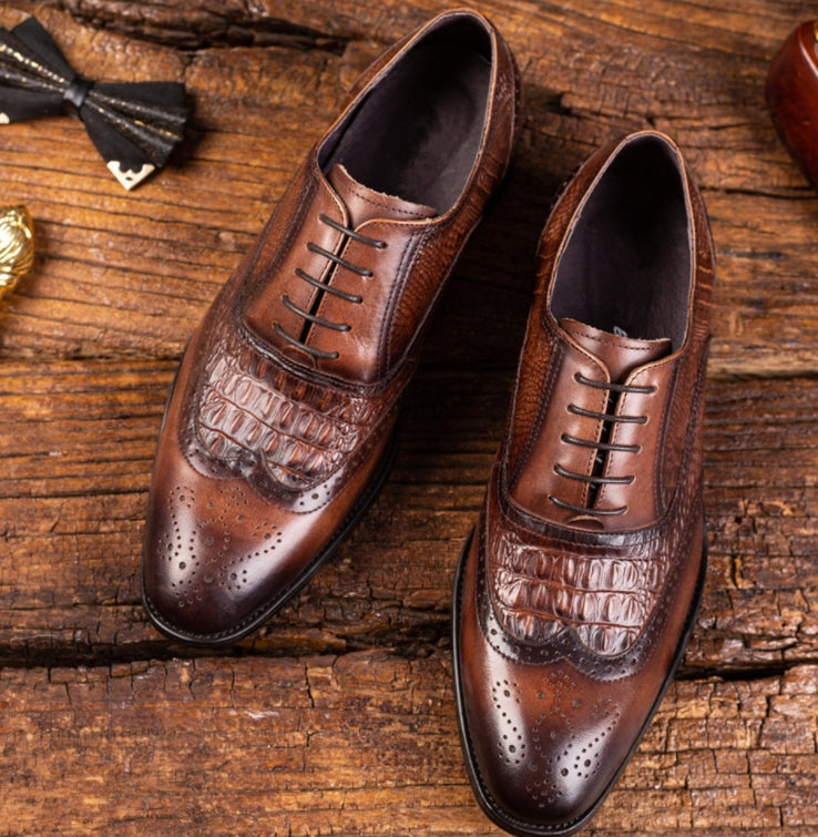 Chaussures de Luxe "Elite Oxford" - Cuir PU Crocodile