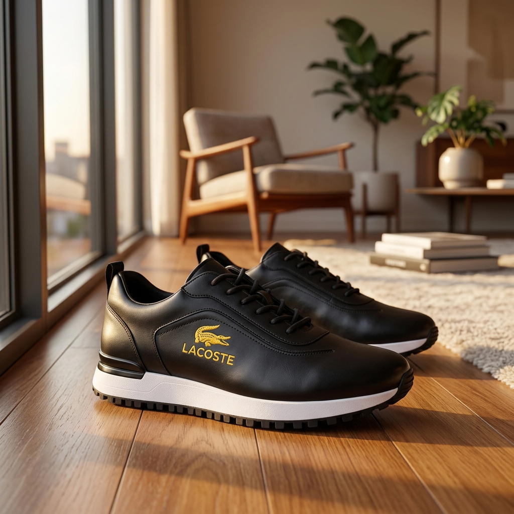 Baskets Premium en Cuir Noir – Élégance & Confort Quotidien