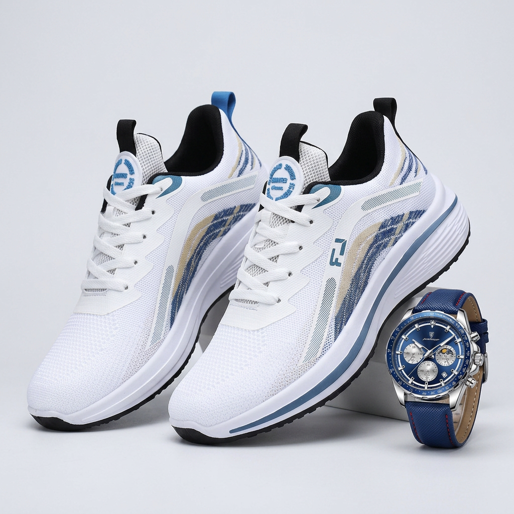 Pack Gentleman Urbain : Montre Poedagar & Baskets Sport-Chic – Style & Performance