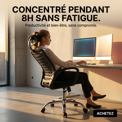 Chaise de Bureau Ergonomique Premium – Confort & Soutien Lombaire