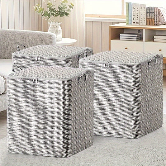 Ensemble de 3 Boîtes de Rangement à Carreaux Modernes – 110L