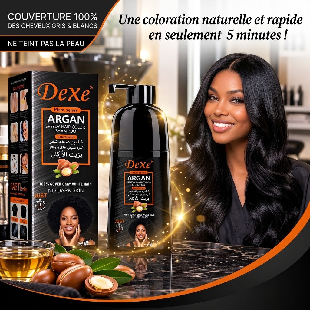 Shampooing Colorant Dexe à l'Argan - Noir Naturel en 5 Min