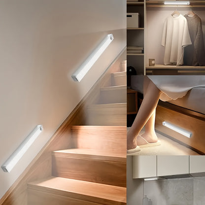 Barre Lumineuse d’Armoire à Induction Intelligente – Capteur de Mouvement Humain, Rechargeable USB