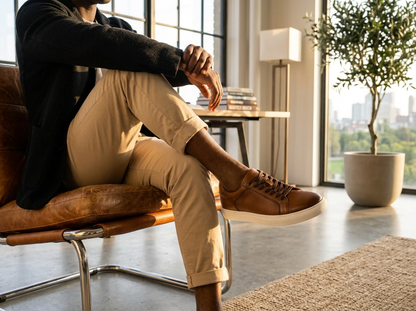 Sneakers Premium en Cuir Cognac - Élégance Urbaine & Confort Absolu