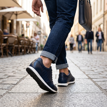 Sneakers BERLUTI Luxe en Cuir Bleu Crocodile – Élégance & Confort Suprême