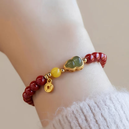 2 Bracelet Gourde Vermillon & Jade Hotan (Rouge et Beige )