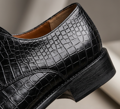 Chaussures Derby en Cuir Crocodile Premium - Élégance & Distinction