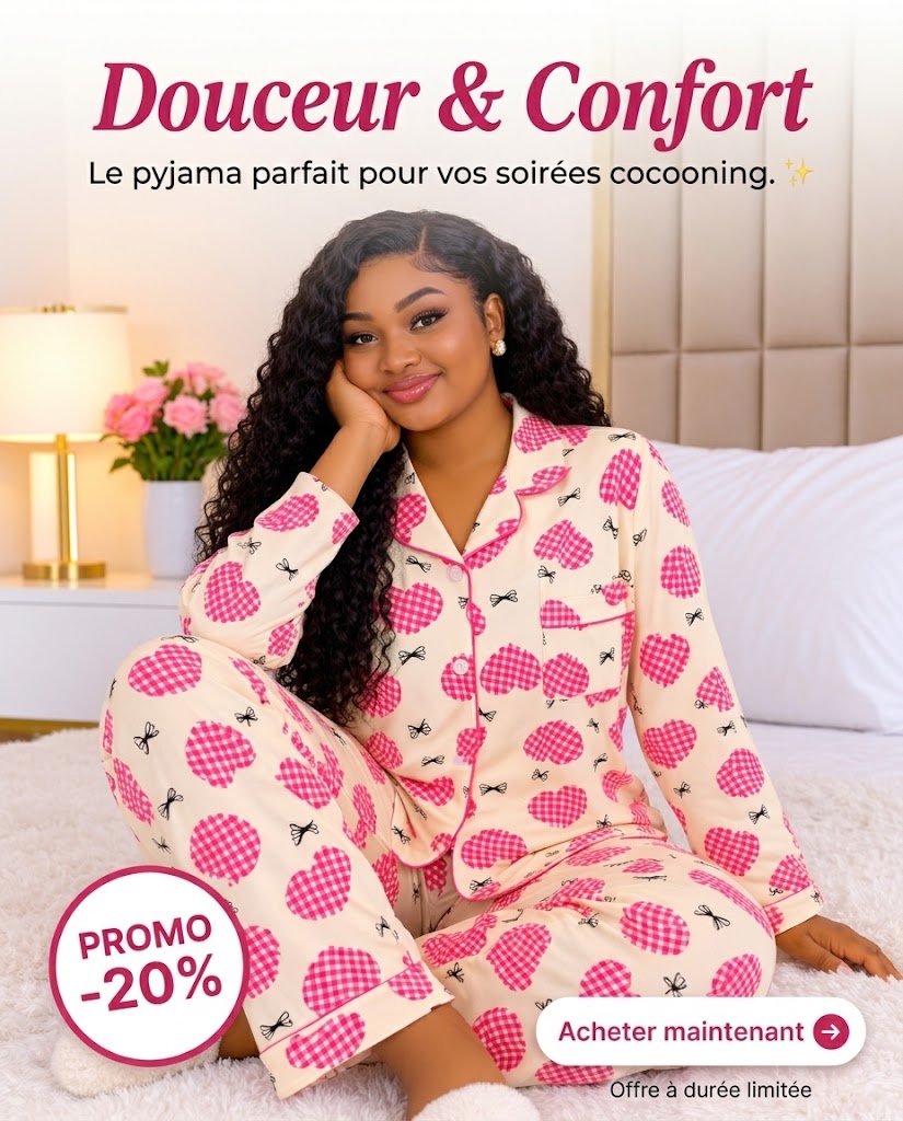 Pyjama Douceur & Cocooning Coeurs Roses | Confort et haut qualite