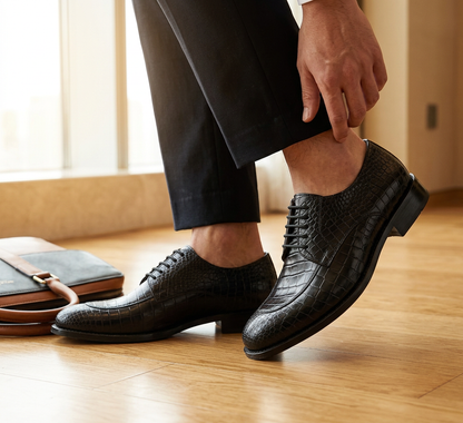 Chaussures Derby en Cuir Crocodile Premium - Élégance & Distinction