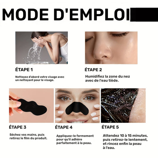 🌿 Patch pour le Nez Anti-Points Noirs au Charbon de Bambou – Masque Nettoyant Profond (10 pièces)