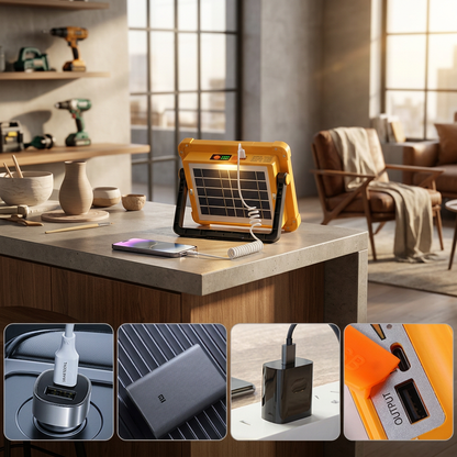 Projecteur Solaire LED Multi-Fonctions  – Éclairage & Powerbank