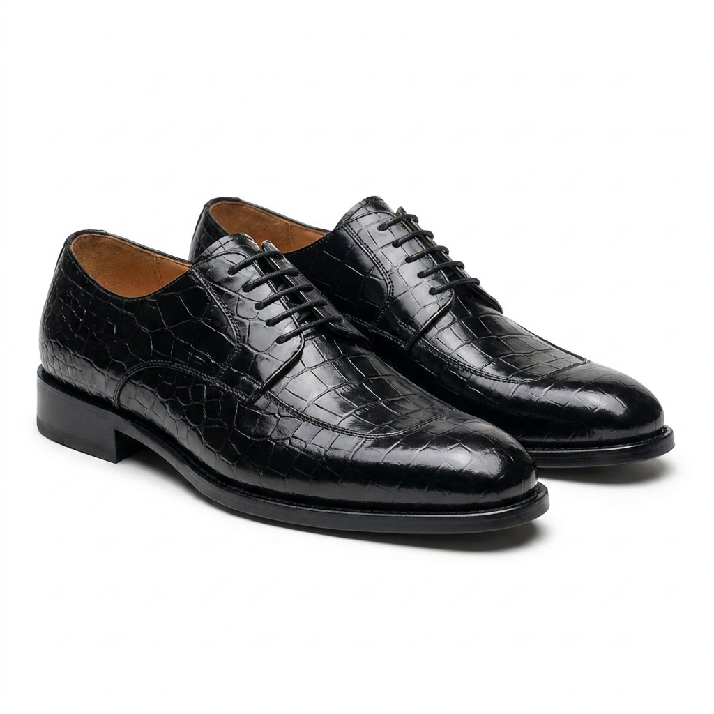 Chaussures Richelieu "Luxe Congo" en Cuir Crocodile - Élégance & Distinction