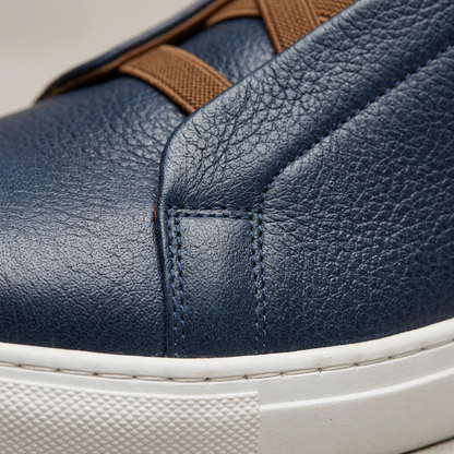 Sneakers Zegna Premium en Cuir Bleu Marine