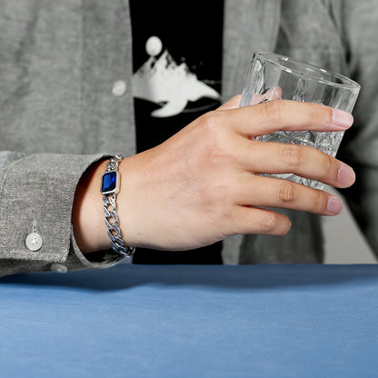 Bracelet Chaîne Cubaine Exquise avec Zircon Vert – Bijou de Mode Unisexe, Élégant et Brillant