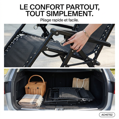 Chaise Zéro Gravité Premium - Détente & Soulagement du Dos