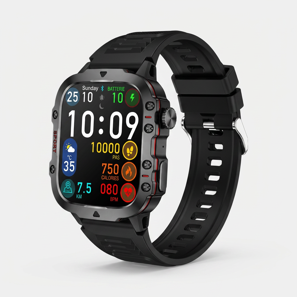 Smartwatch Ultra-Robuste – Performance & Suivi Santé Intégré
