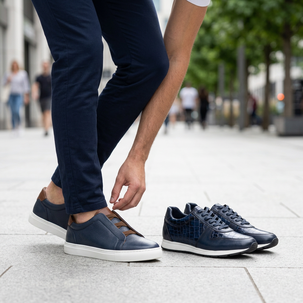Pack Prestige Navy : Sneakers Cuir & Sport Chic – Élégance Absolue