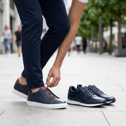 Pack Prestige Navy : Sneakers Cuir & Sport Chic – Élégance Absolue