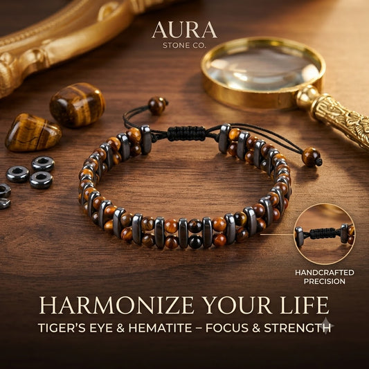 BRACELET ŒIL DE TIGRE – DOUBLE COUCHE EN CUIR TRESSÉ