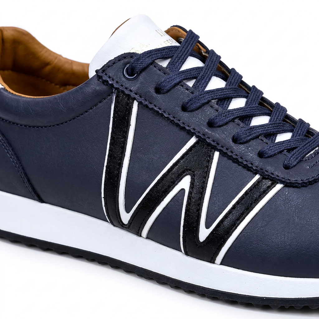 Baskets Premium en Cuir Bleu Marine – Style Urbain & Confort Absolu