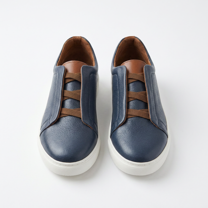 Sneakers Zegna Premium en Cuir Bleu Marine