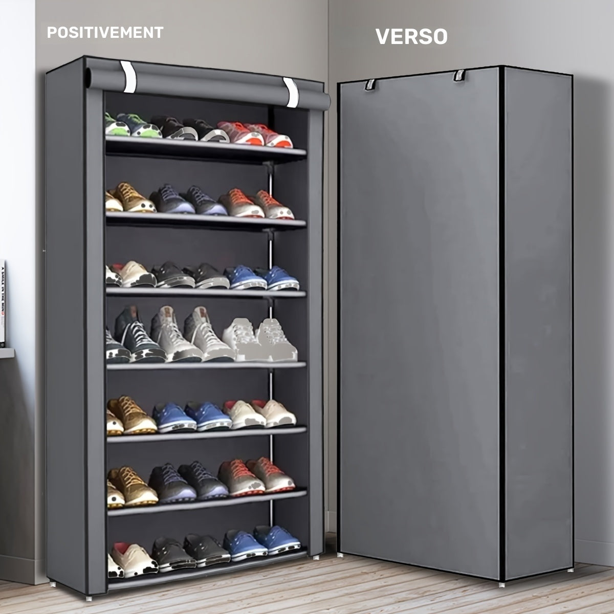 Organisateur de Chaussures Multifonctionne avec Housse Anti-Poussière