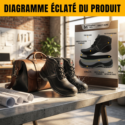 Chaussures de Sécurité Ultra-Résistantes - Protection Totale & Confort