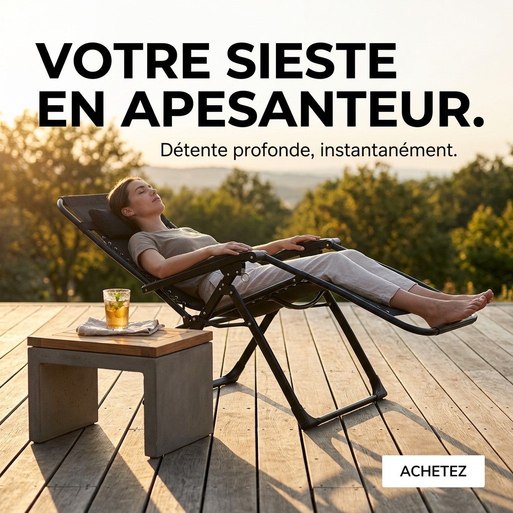Chaise Zéro Gravité Premium - Détente & Soulagement du Dos