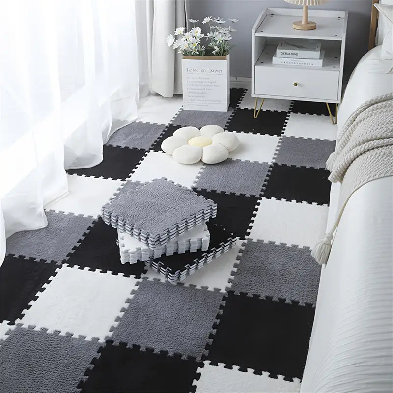 Lot de 12 Tapis de Sol Interlockants Doux et Lavables – Confort et Chaleur pour Chambre & Salon