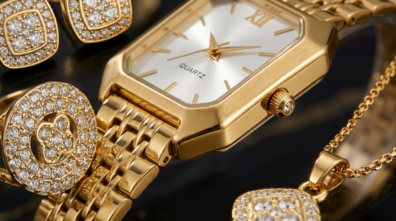 Parure Royale Maison Dorée - Montre & Bijoux Éclatants